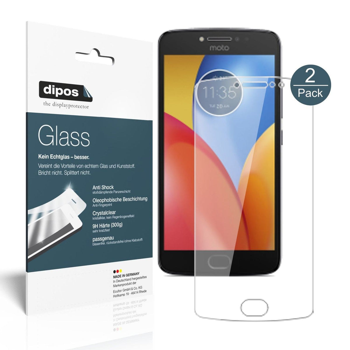 2x 9H Schutzfolie für Lenovo Moto E4 Plus Panzerfolie