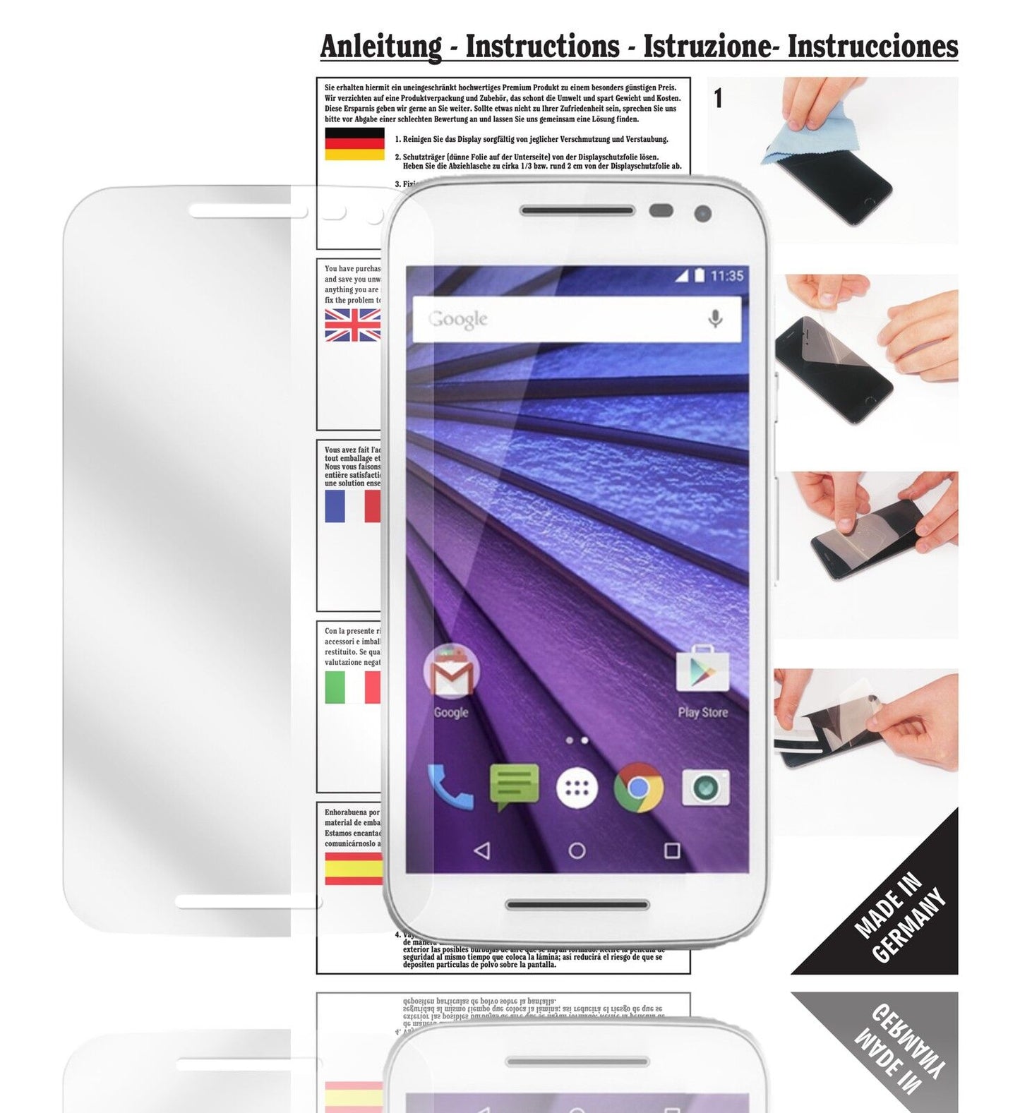 6x Schutzfolie klar für Moto G 3 (3. Gen) Motorola Display-Schutzfolie