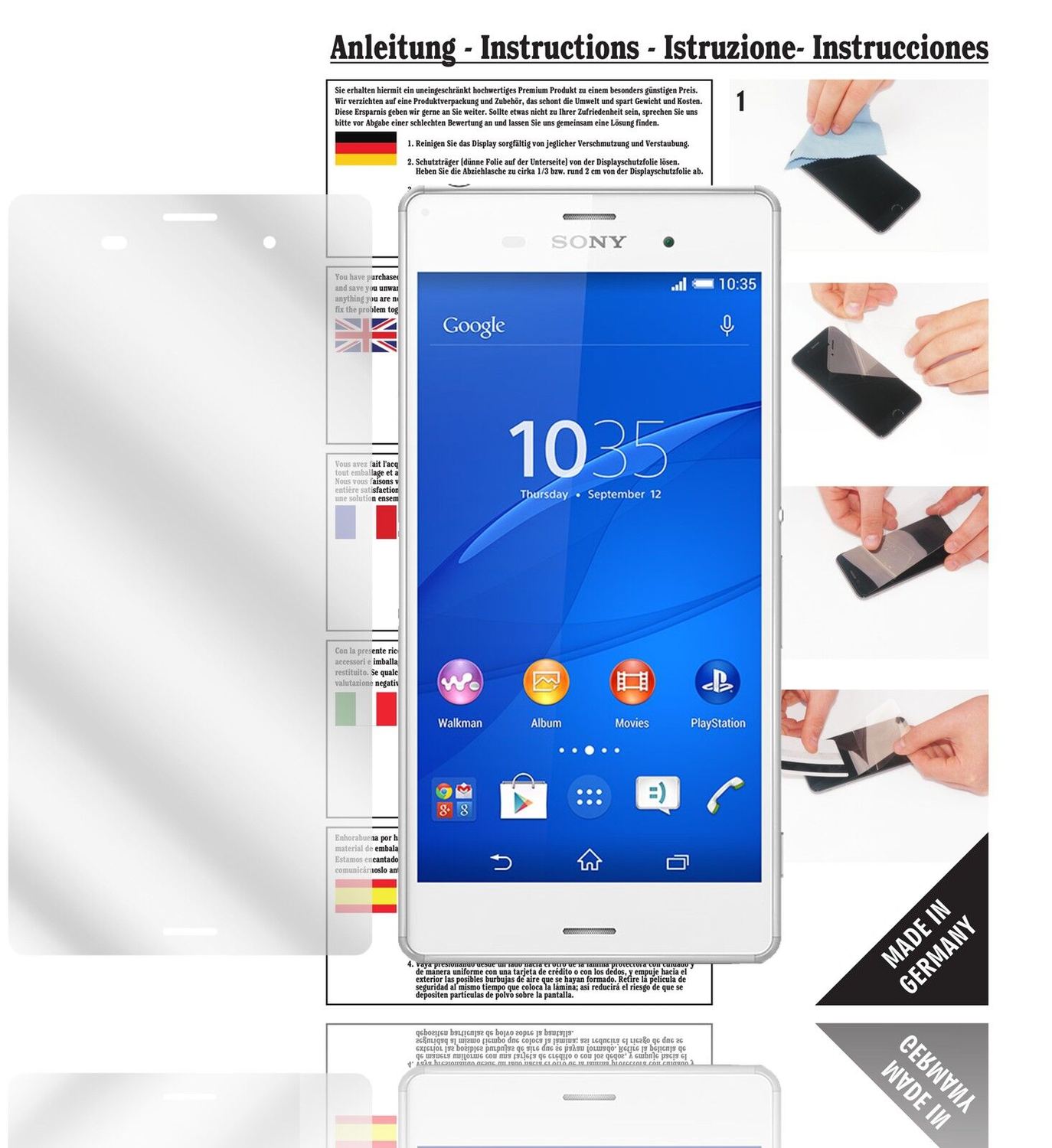 6x Schutzfolie klar für Xperia Z3 Sony Display-Schutzfolie