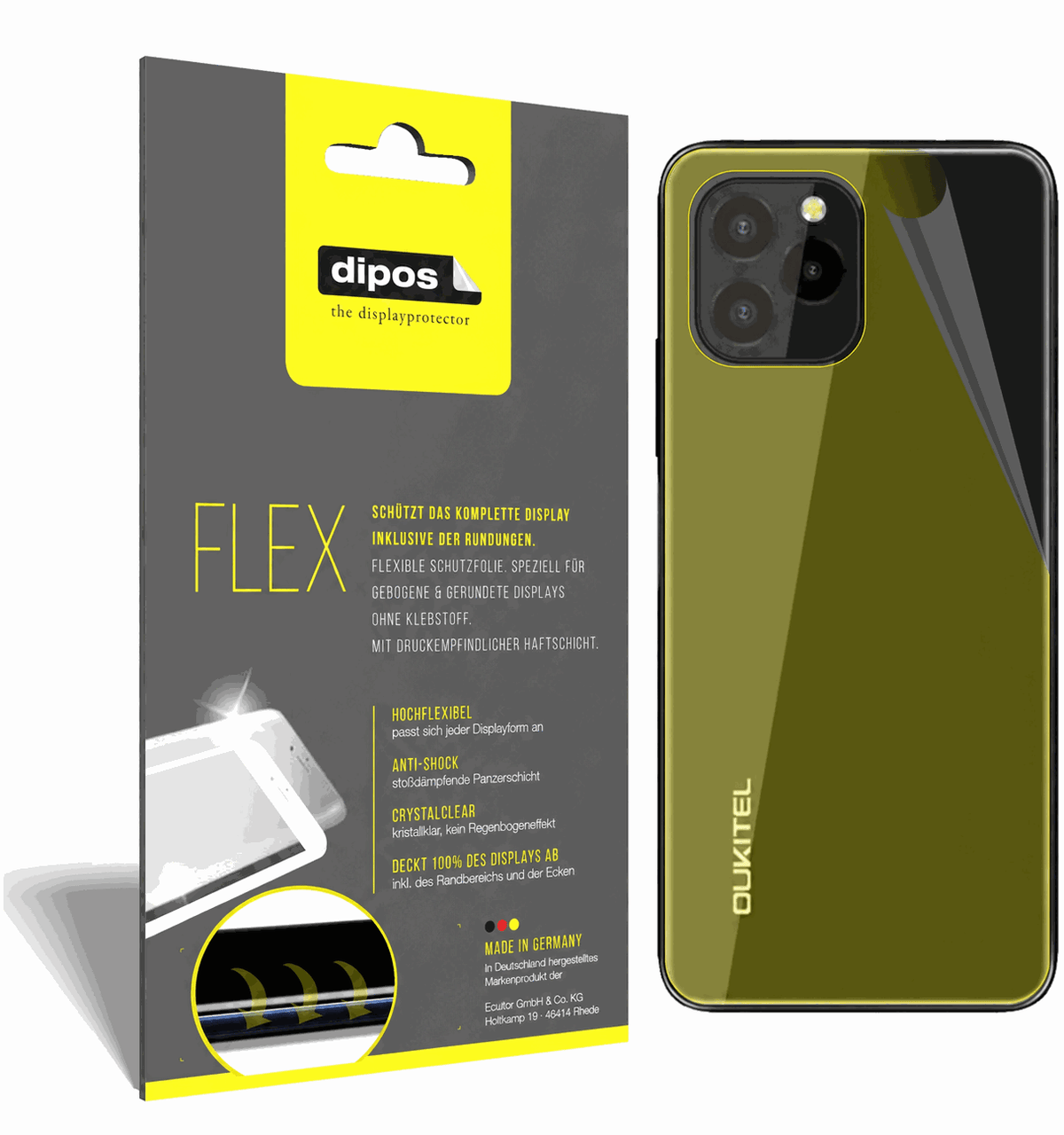 2x 3D Full Cover Schutzfolie für Oukitel C21 Pro Rückseite
