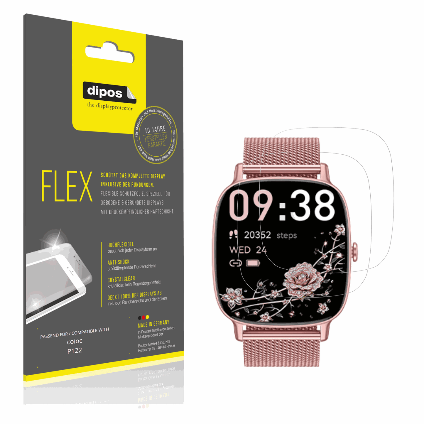 Klare Displayschutzfolie von dipos passend für coioc P122, 100% Displayabdeckung und blasenfreie Montage