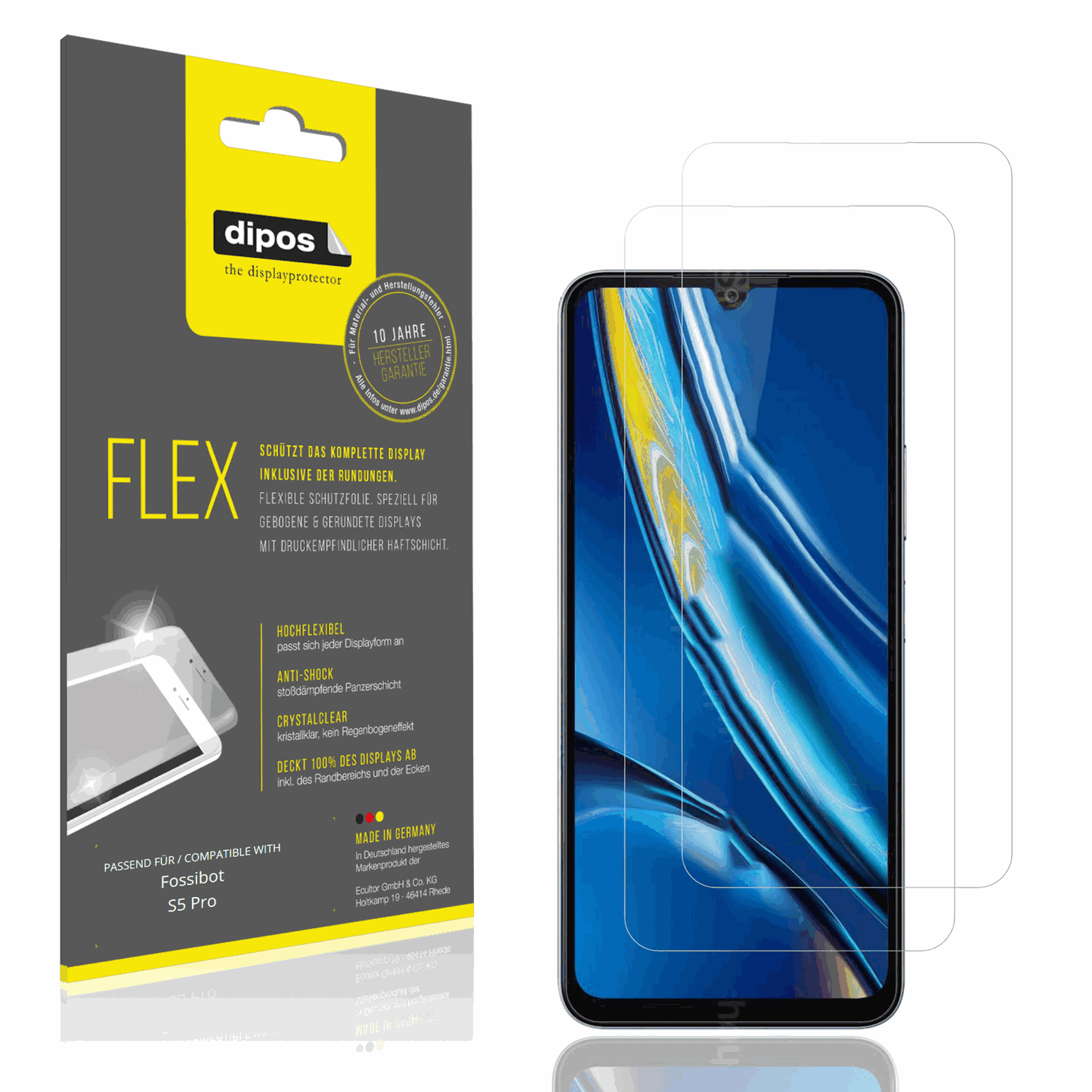 Klare Displayschutzfolie von dipos passend für Fossibot S5 Pro, 100% Displayabdeckung und blasenfreie Montage