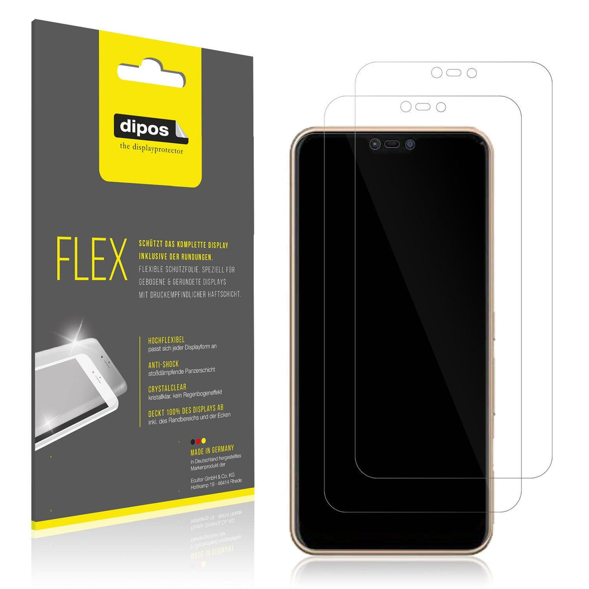 Klare Displayschutzfolie von dipos passend für Fujitsu Arrows M05, 100% Displayabdeckung und blasenfreie Montage