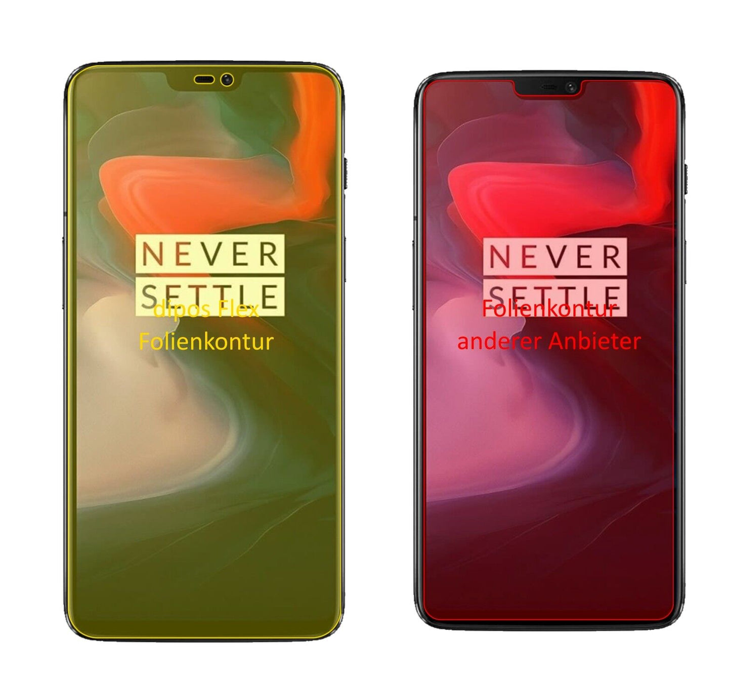 Klare Displayschutzfolie von dipos passend für OnePlus 6, 100% Displayabdeckung und blasenfreie Montage