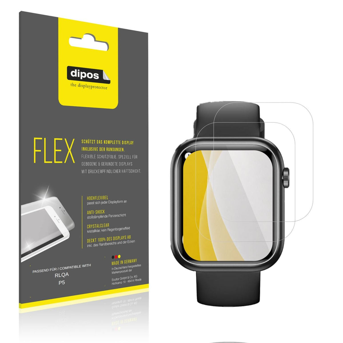 Klare Displayschutzfolie von dipos passend für RLQA P5, 100% Displayabdeckung und blasenfreie Montage