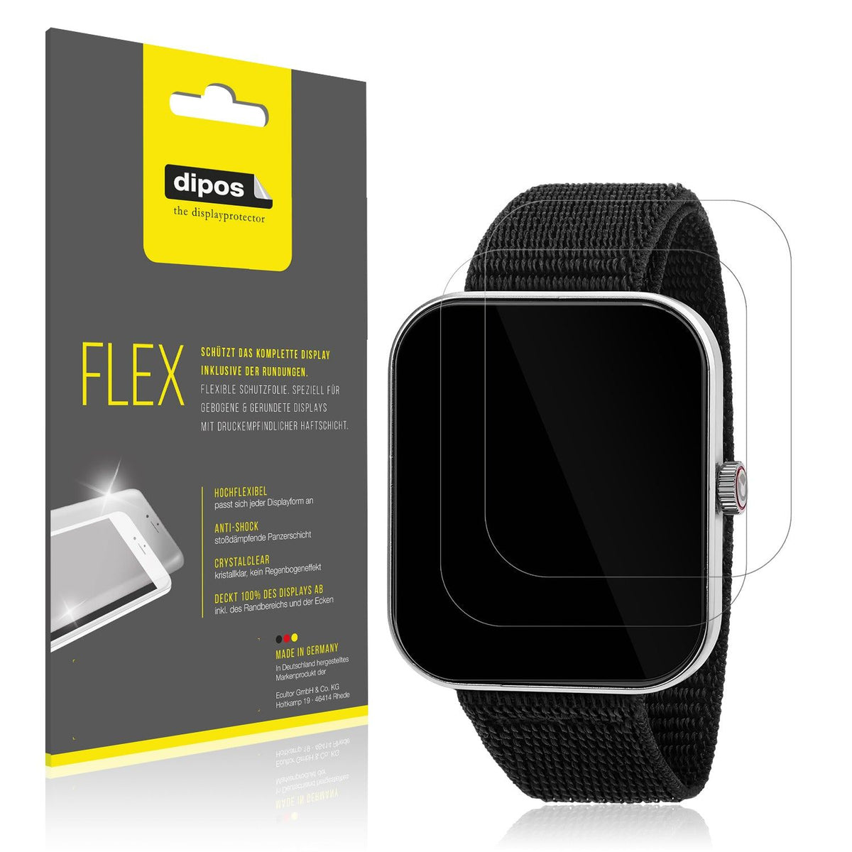 Klare Displayschutzfolie von dipos passend für Sector Smartwatch S07, 100% Displayabdeckung und blasenfreie Montage