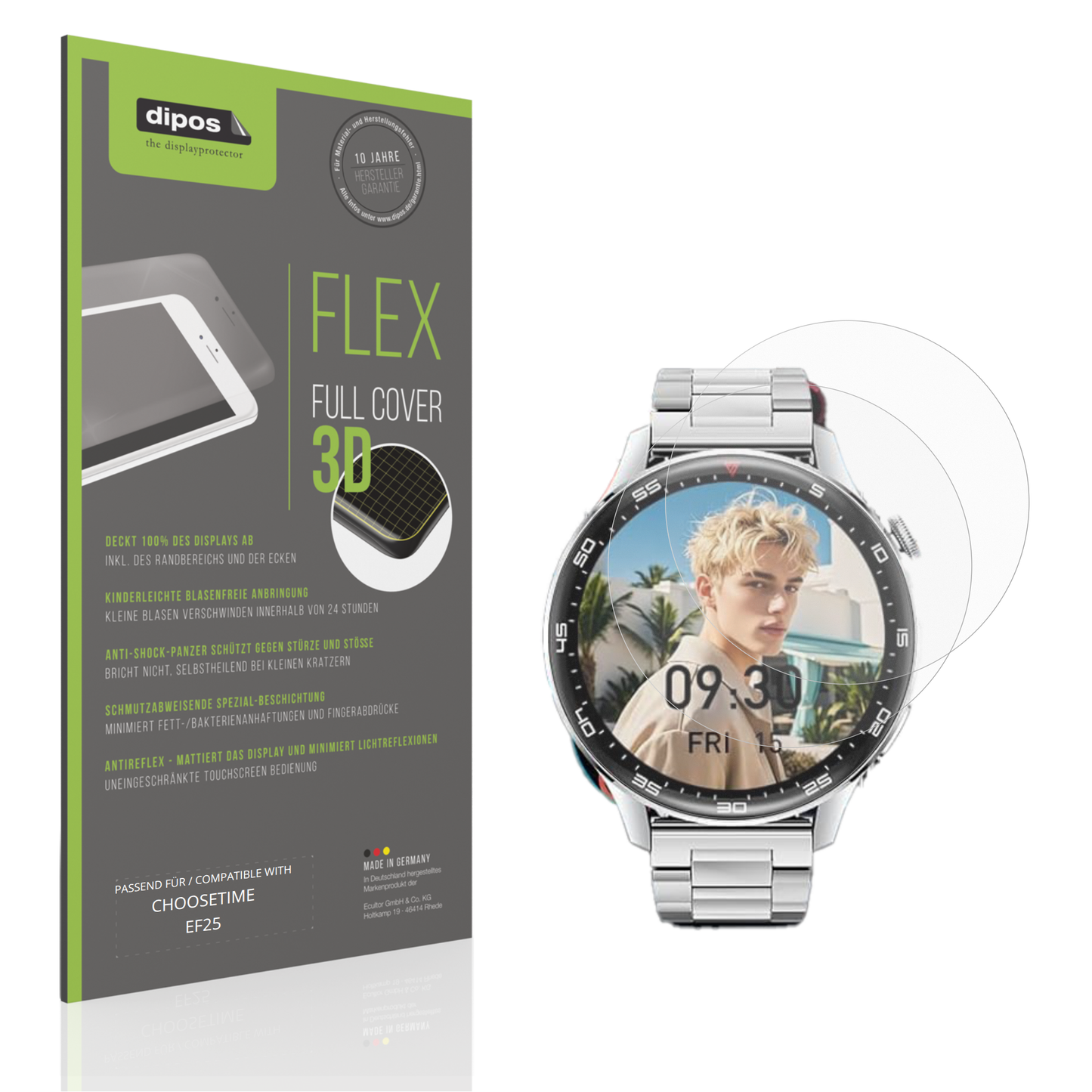 Matte Displayschutzfolie von dipos passend für CHOOSETIME EF25, 100% Displayabdeckung und blasenfreie Montage