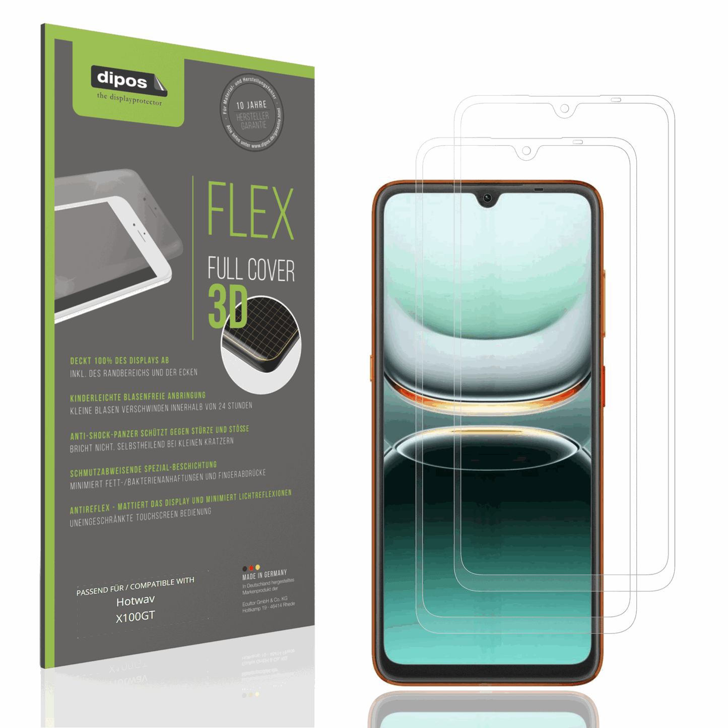Matte Displayschutzfolie von dipos passend für Hotwav X100GT, 100% Displayabdeckung und blasenfreie Montage