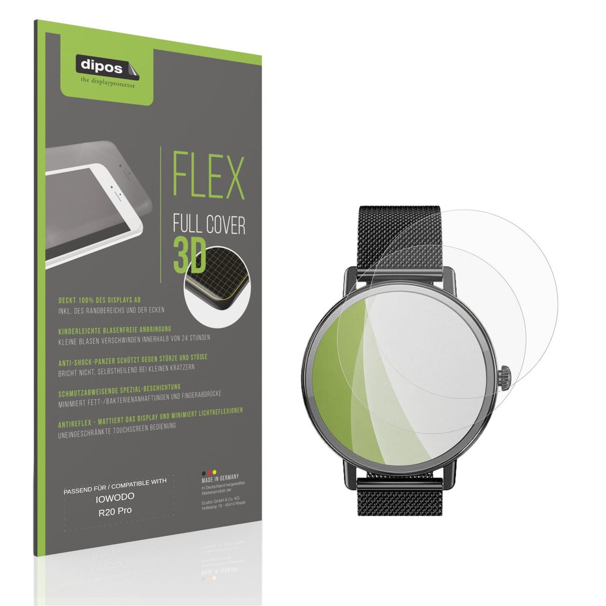 Matte Displayschutzfolie von dipos passend für IOWODO R20 Pro, 100% Displayabdeckung und blasenfreie Montage