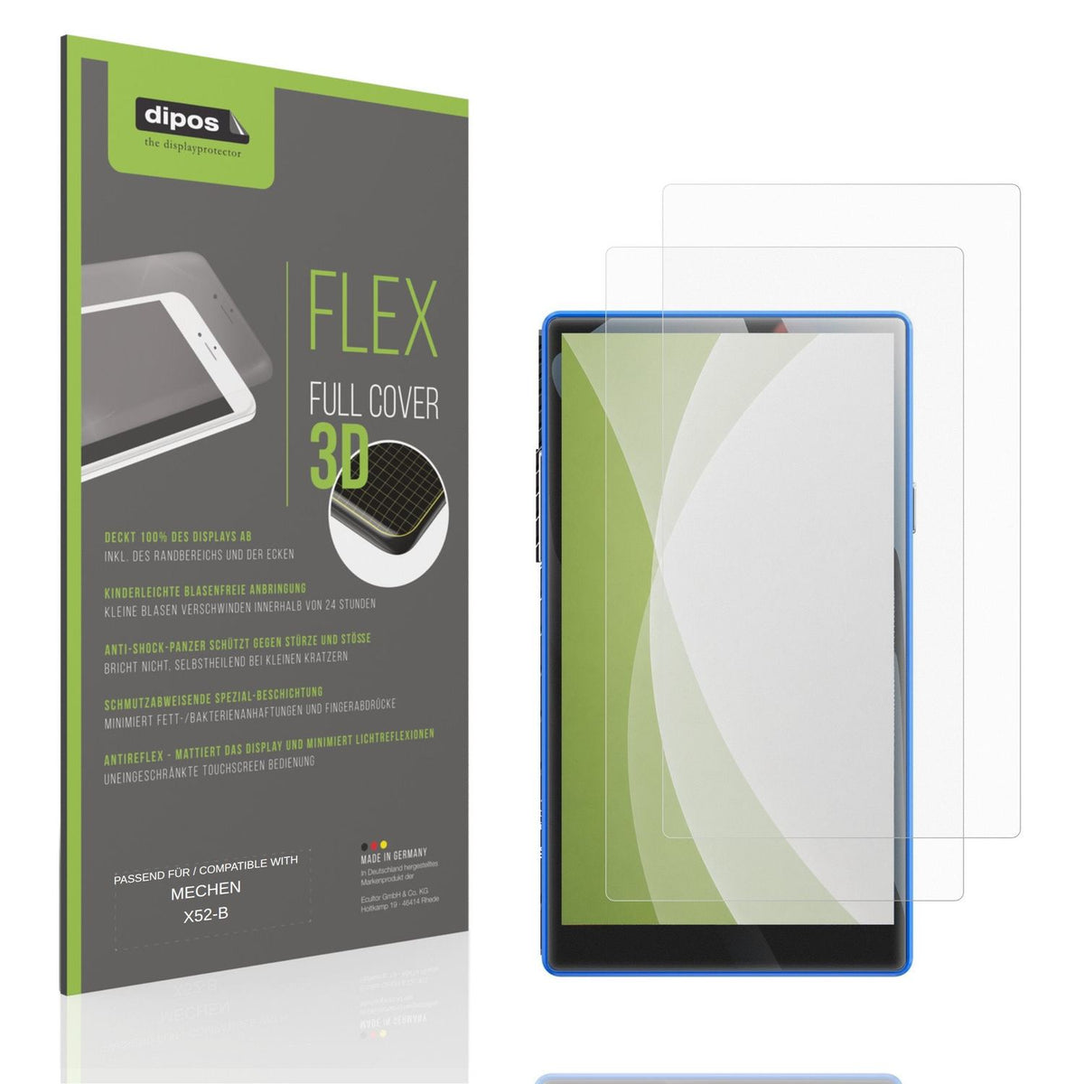 Matte Displayschutzfolie von dipos passend für MECHEN X52-B, 100% Displayabdeckung und blasenfreie Montage