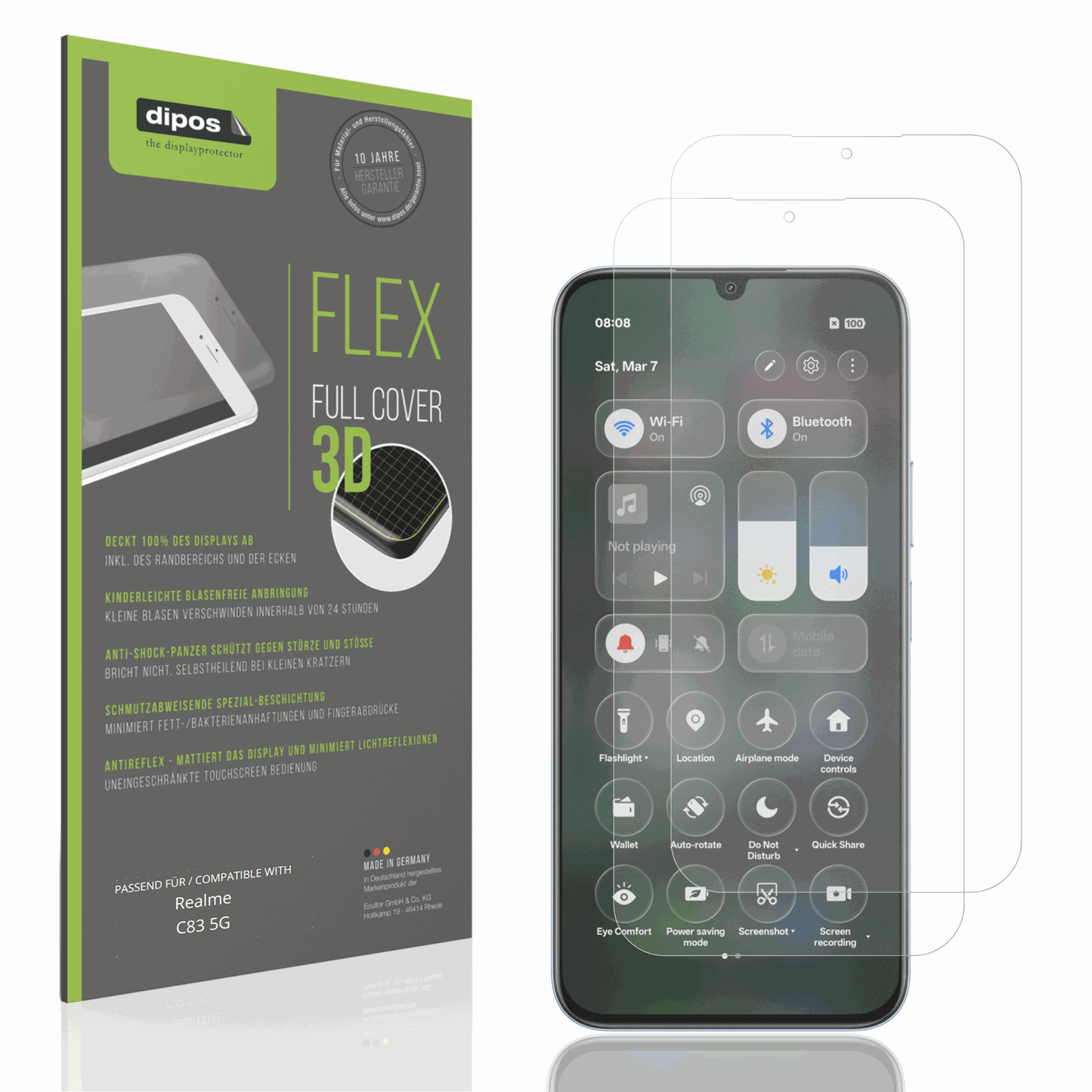 Matte Displayschutzfolie von dipos passend für Realme C83 5G, 100% Displayabdeckung und blasenfreie Montage