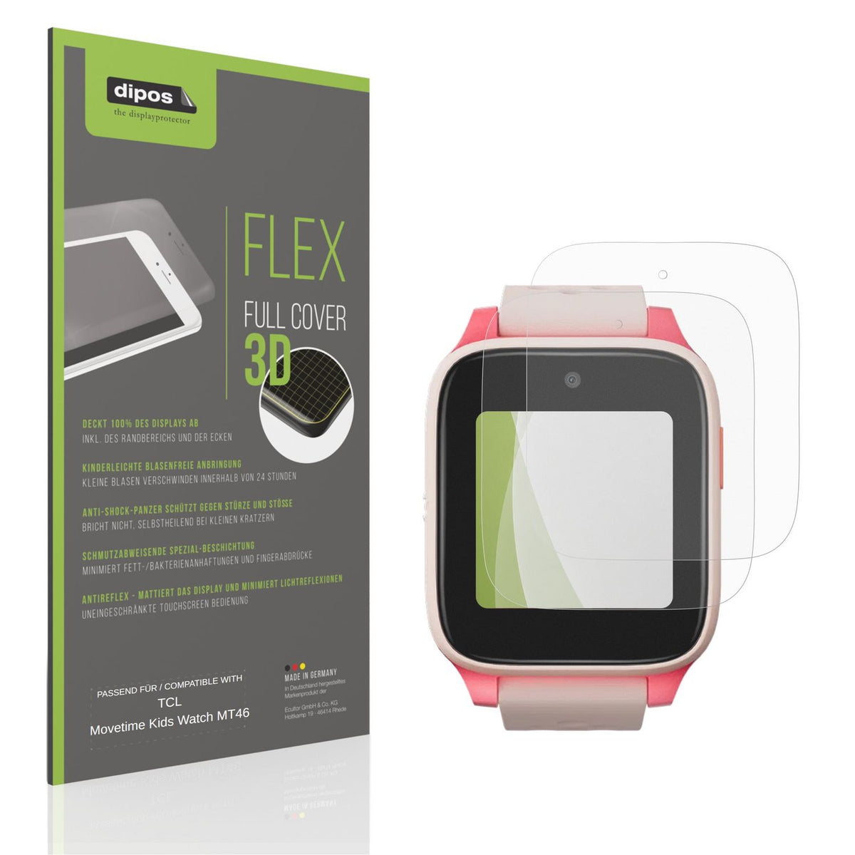 Matte Displayschutzfolie von dipos passend für TCL Movetime Kids Watch MT46, 100% Displayabdeckung und blasenfreie Montage