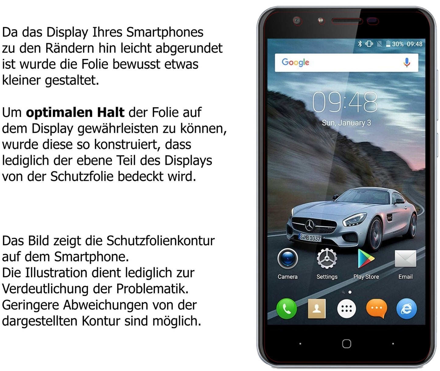 Schutzfolie mit optimaler Passform, zur Verwendung mit Hüllen geeignet
