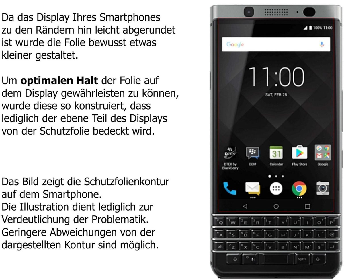 2x Schutzfolie klar für Blackberry KeyOne Display-Schutzfolie