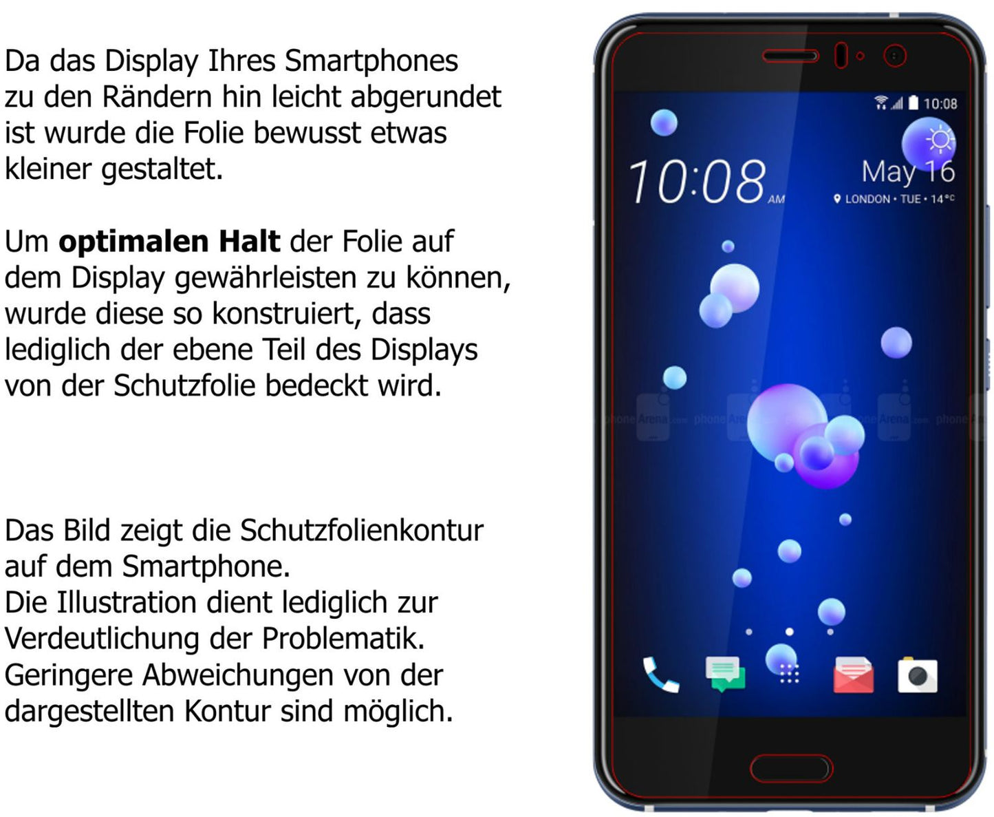 2x 9H Schutzfolie für HTC U11 Panzerfolie