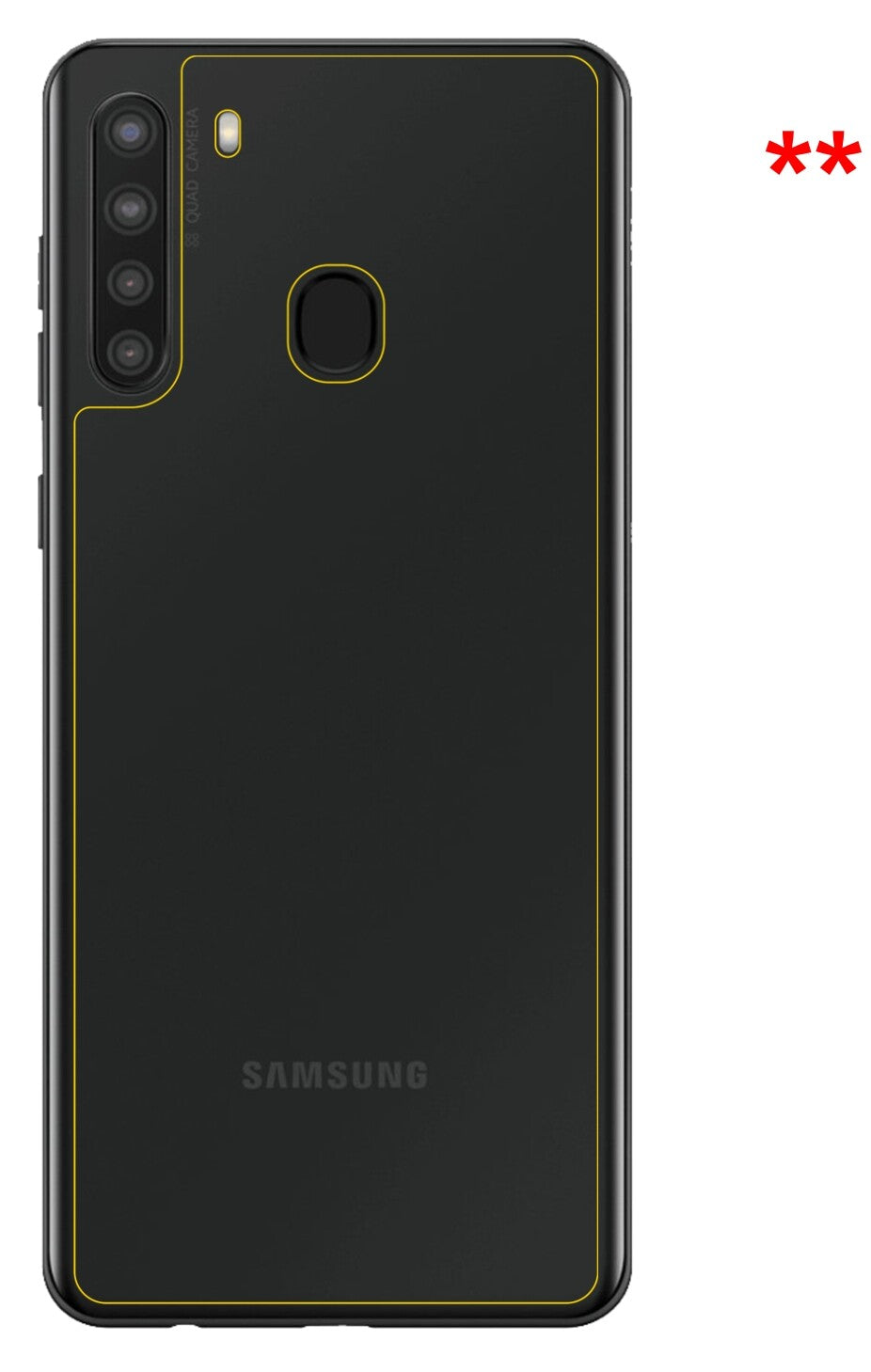 Dünne und klare Folie passend zugeschnitten für Samsung Galaxy A21 Rückseite
