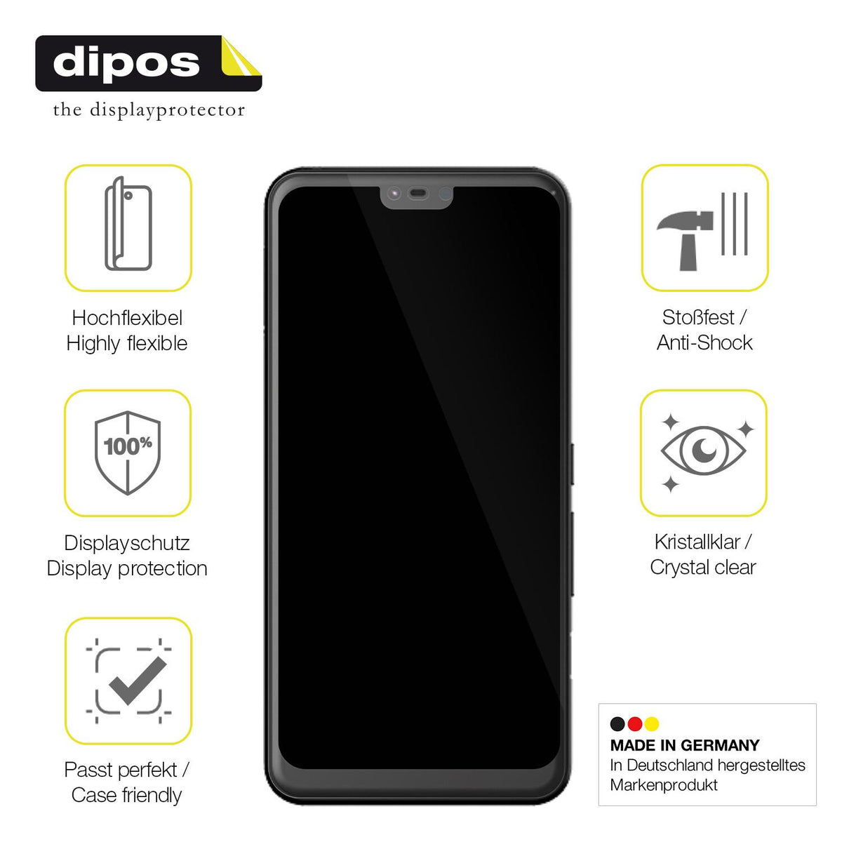 2x 3D Full Cover Schutzfolie für Fujitsu Arrows U
