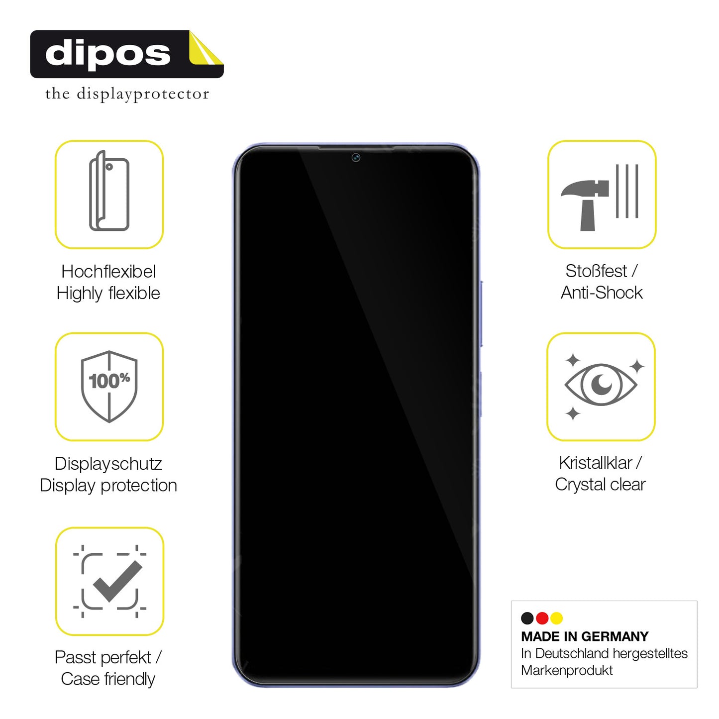 2x 3D Full Cover Schutzfolie für Vivo Y36i
