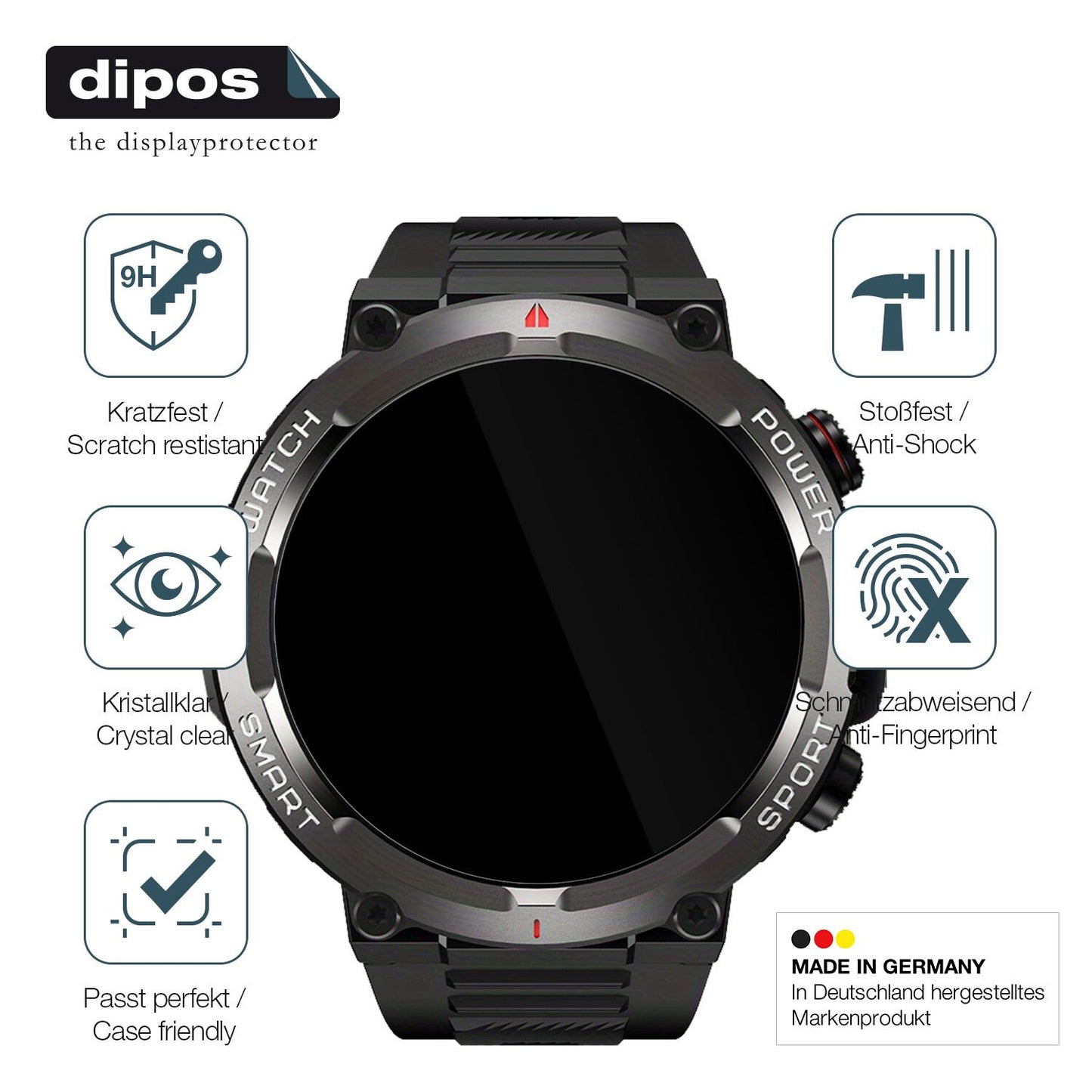 2x 9H Schutzfolie für IOWODO W50 1.39 Zoll Smartwatch Panzerfolie