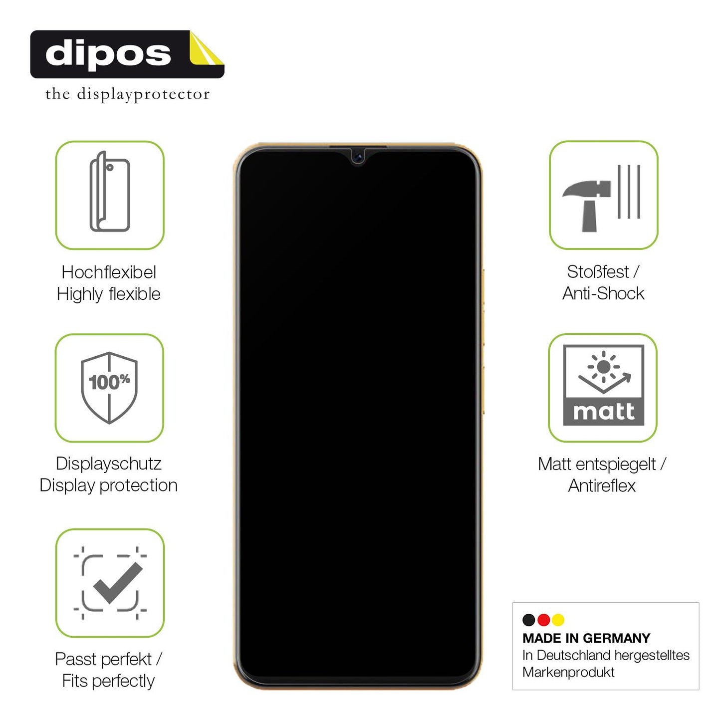 Displayschutz hergestellt in Deutschland, höchste Qualität made in Germany