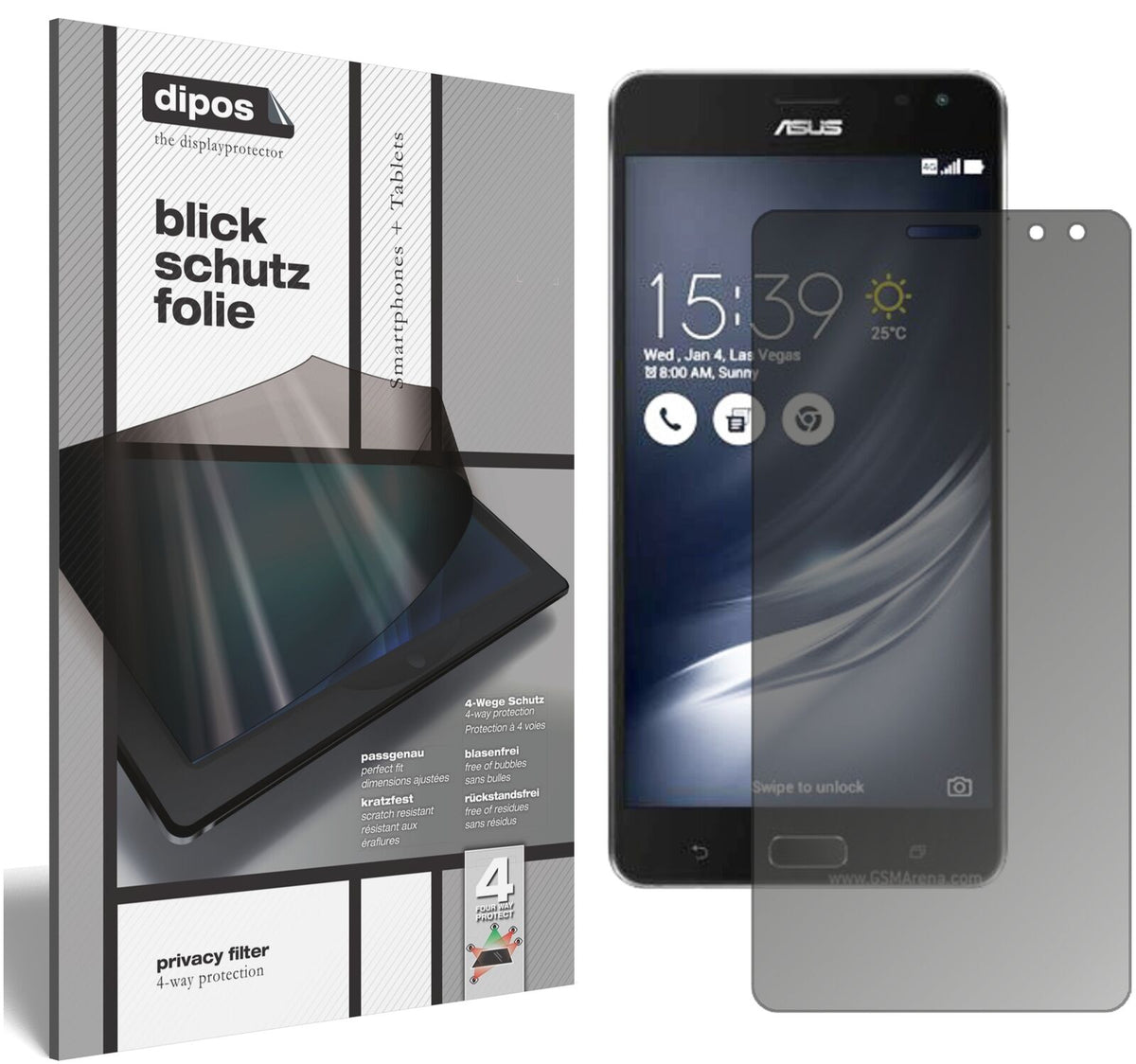 Blickschutzfolie für Asus ZenFone AR matt Schutzfolie Privacy