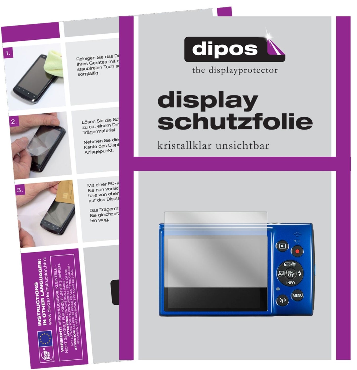 6x Schutzfolie klar für Canon IXUS 190 Display-Schutzfolie