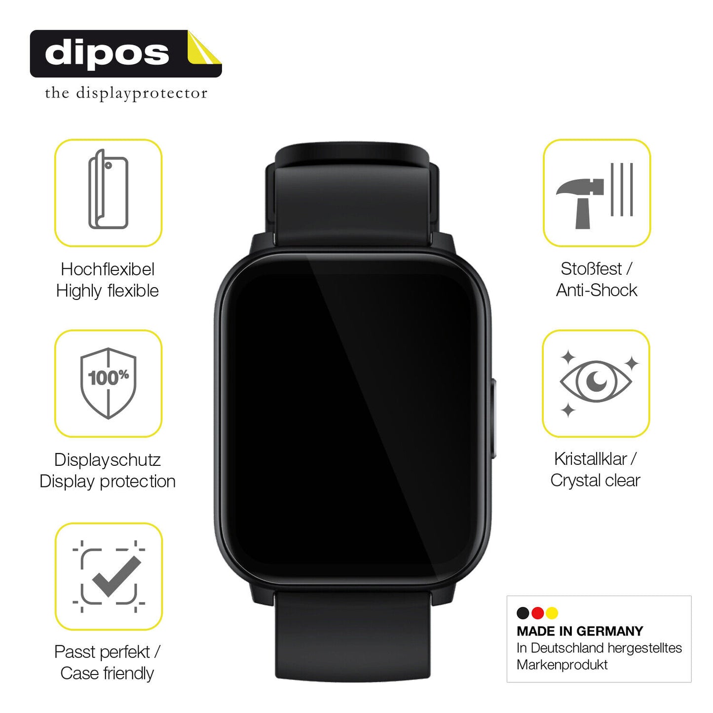 1x 3D Full Cover Schutzfolie für Realme Watch S100