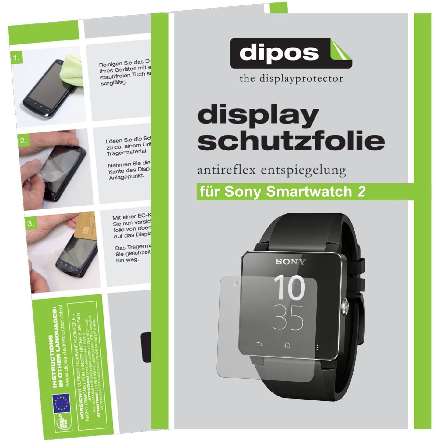 2x Schutzfolie matt für Smartwatch 2 Sony Display-Schutzfolie
