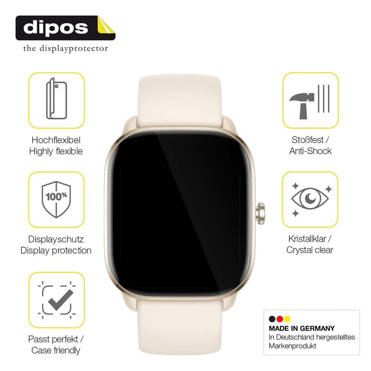 1x 3D Full Cover Schutzfolie für Amazfit GTS 4 mini