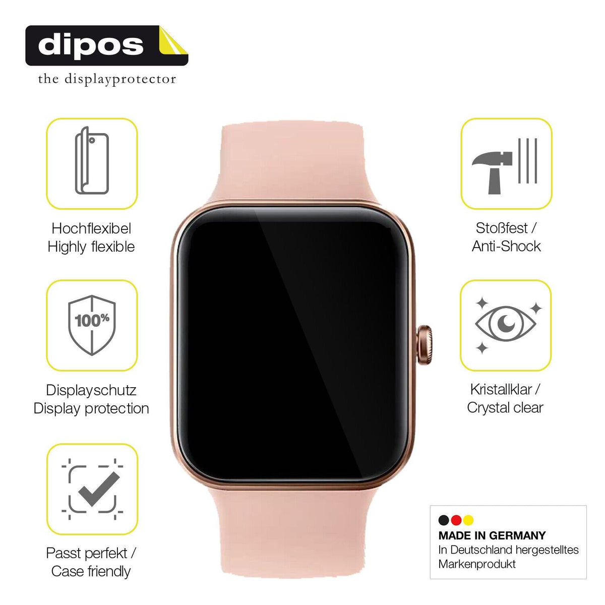 2x 3D Full Cover Schutzfolie für AooDen Smartwatch