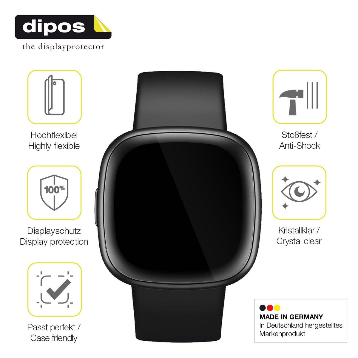 2x 3D Full Cover Schutzfolie für Fitbit Versa 4