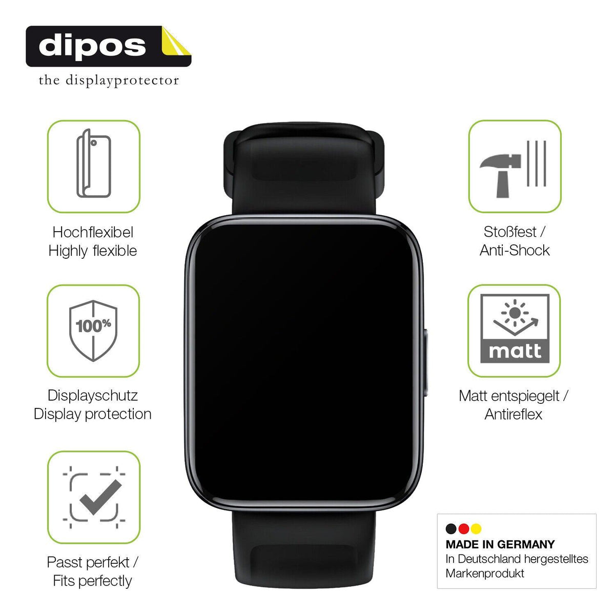 2x Full Cover Schutzfolie matt für Realme Watch 3 Pro