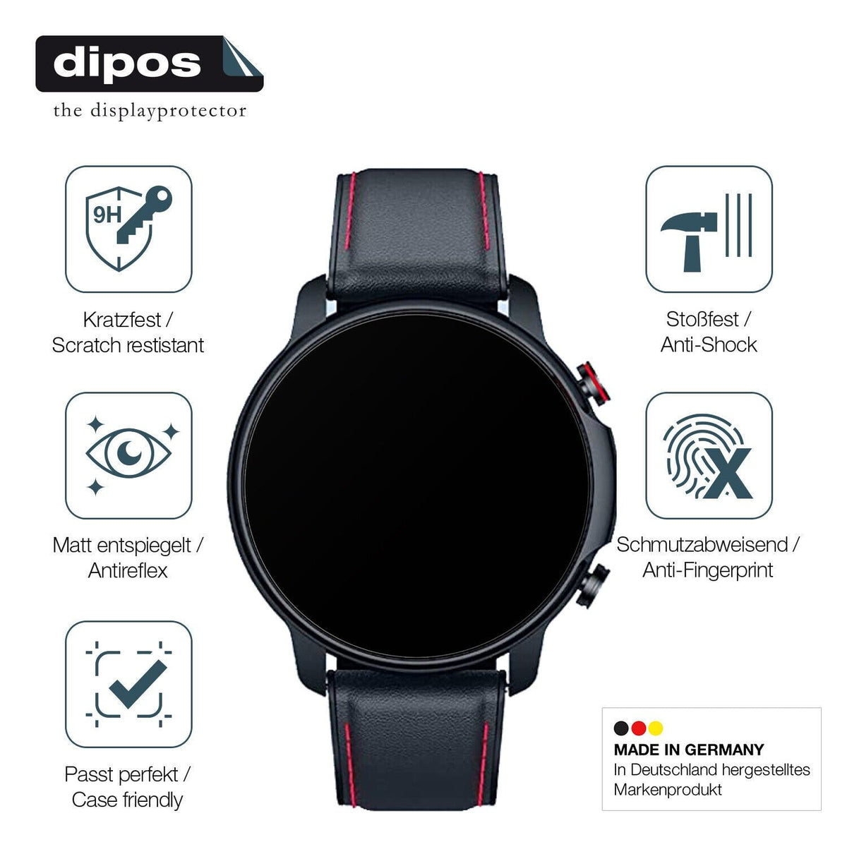 1x 9H Schutzfolie matt für Motsfit 1,32 Zoll Smartwatch Panzerfolie