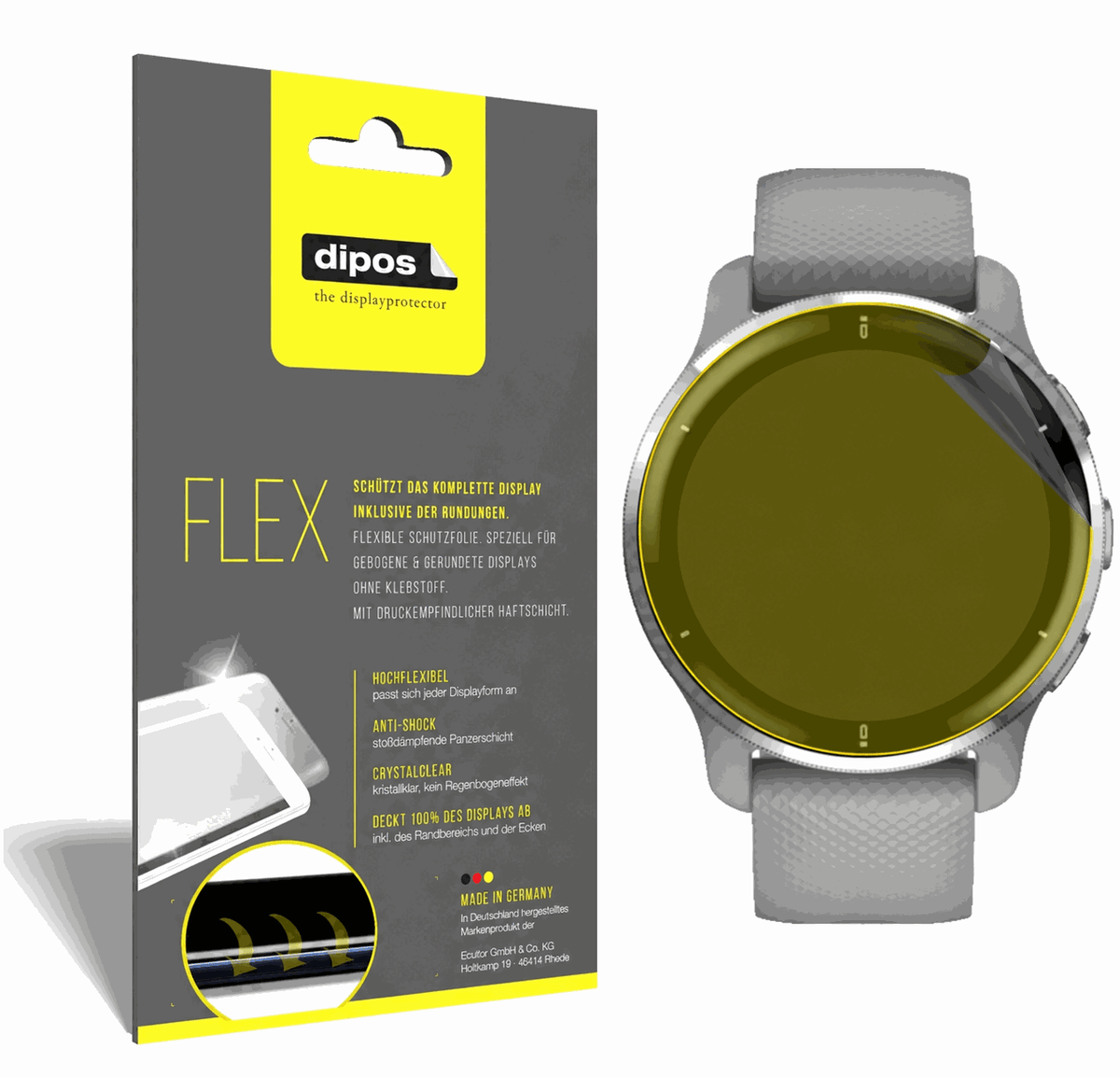 2x 3D Full Cover Schutzfolie für Garmin Venu 2 Plus (43 mm)