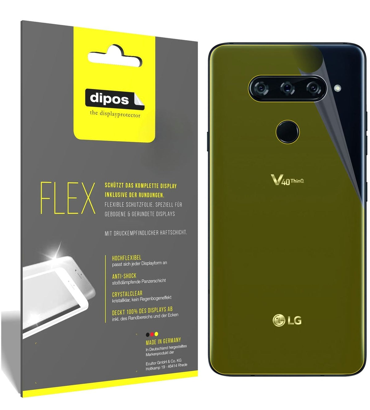 2x 3D Full Cover Schutzfolie für LG V40 ThinQ Rückseite