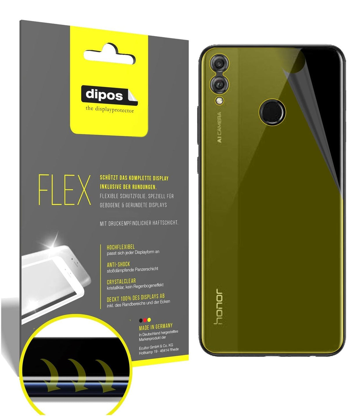 2x 3D Full Cover Schutzfolie für Honor View 10 Lite Rückseite