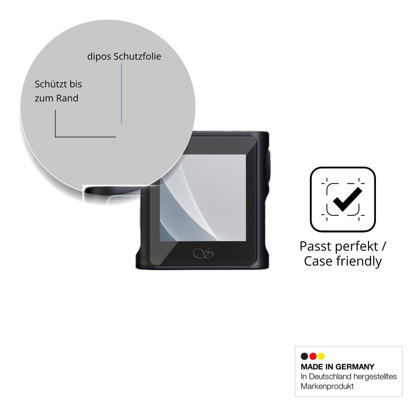 Schutzglasfolie mit optimaler Passform, zur Verwendung mit Hüllen geeignet
