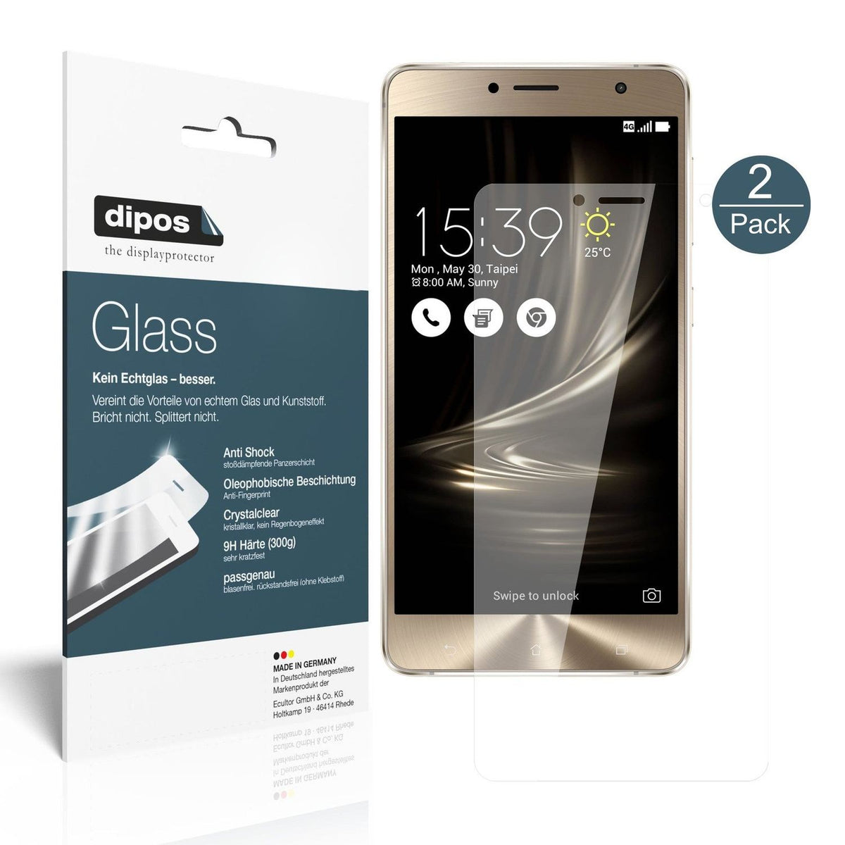 2x 9H Schutzfolie für Asus Zenfone 3 Deluxe ZS550KL 5,5 Zoll Panzerfolie