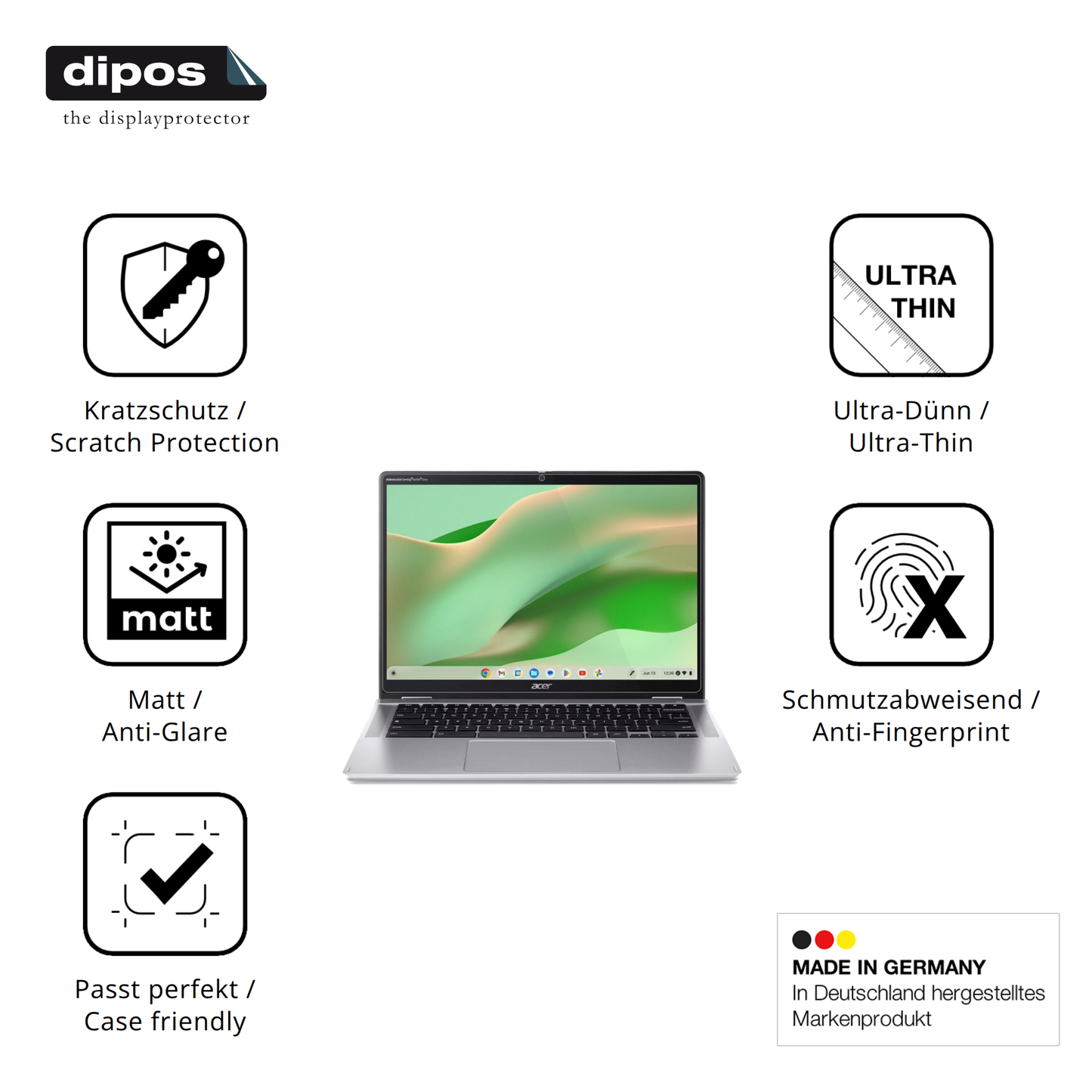 2x Schutzfolie matt für Acer Chromebook Spin 314 CP314-2HN Display-Schutzfolie