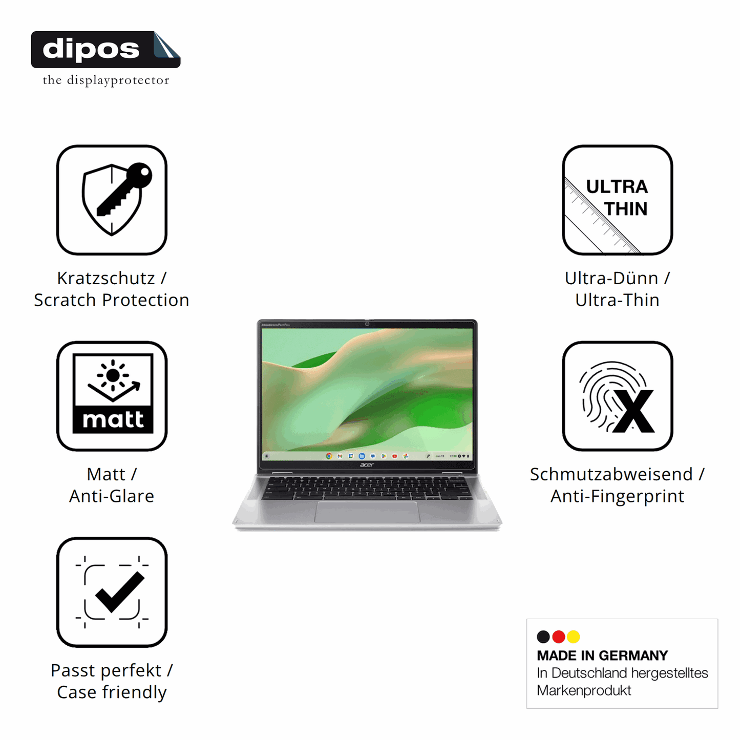 2x Schutzfolie matt für Acer Chromebook Spin 314 CP314-2HN Display-Schutzfolie