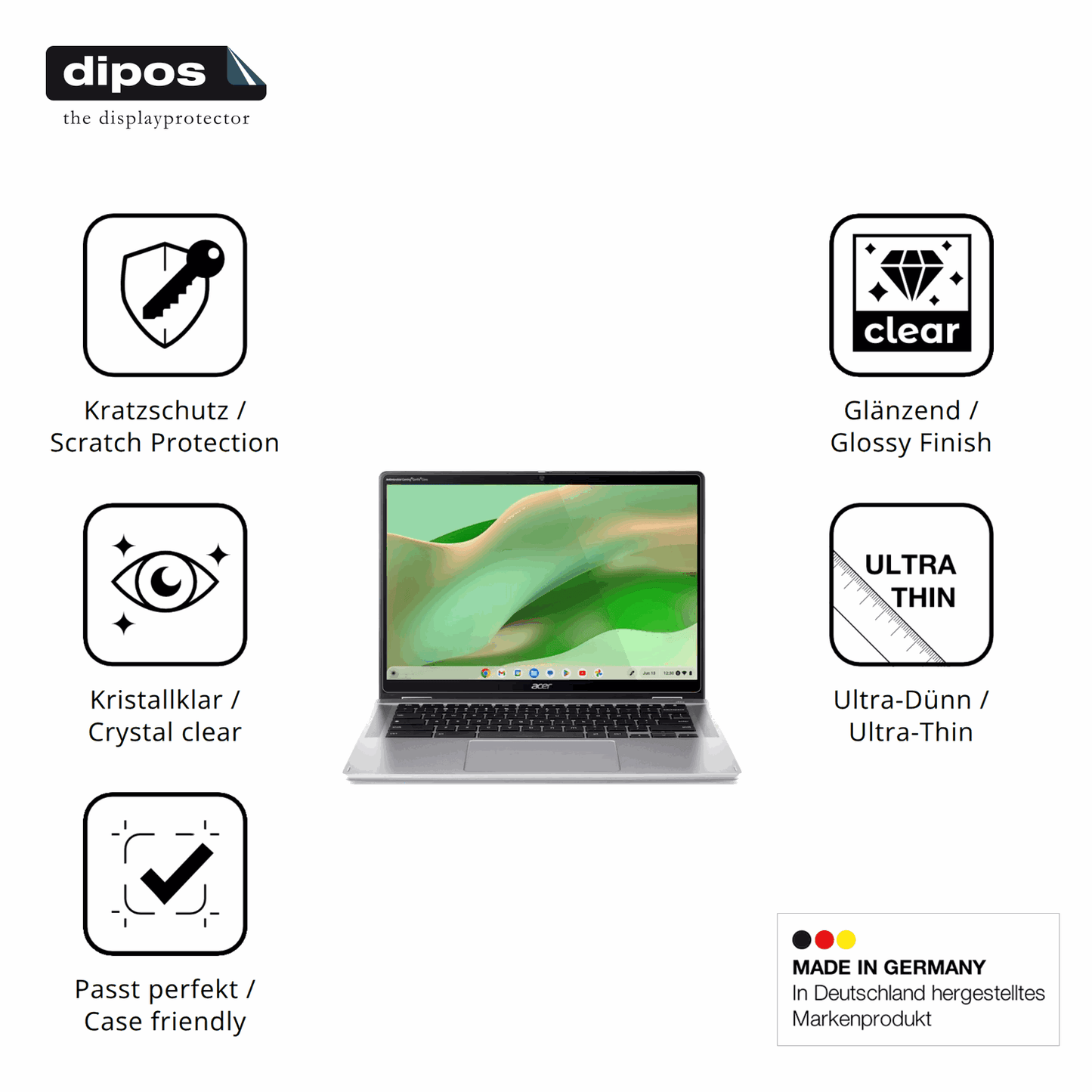 2x Schutzfolie klar für Acer Chromebook Spin 314 CP314-2HN Display-Schutzfolie