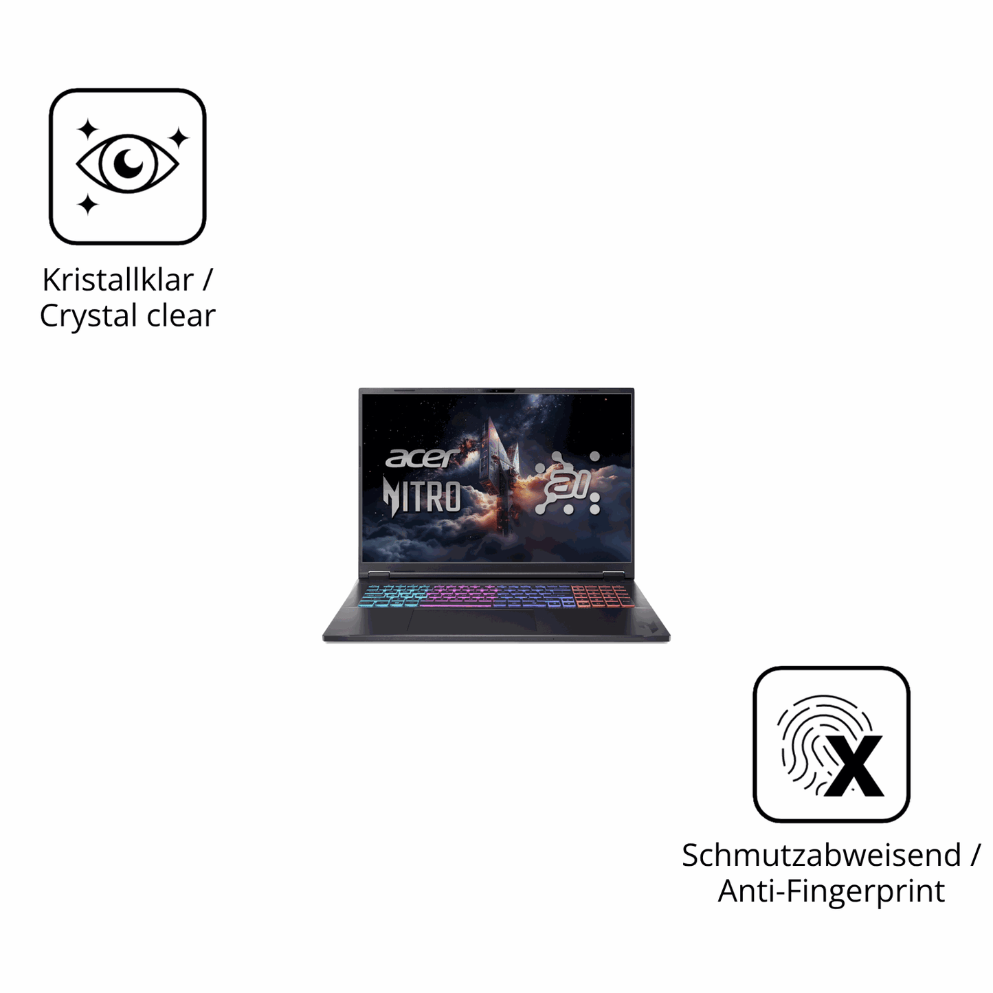 Flexible TPU-Folie passend zugeschnitten für acer Nitro 18 AI AN18-61-R968, vollständige Abdeckung