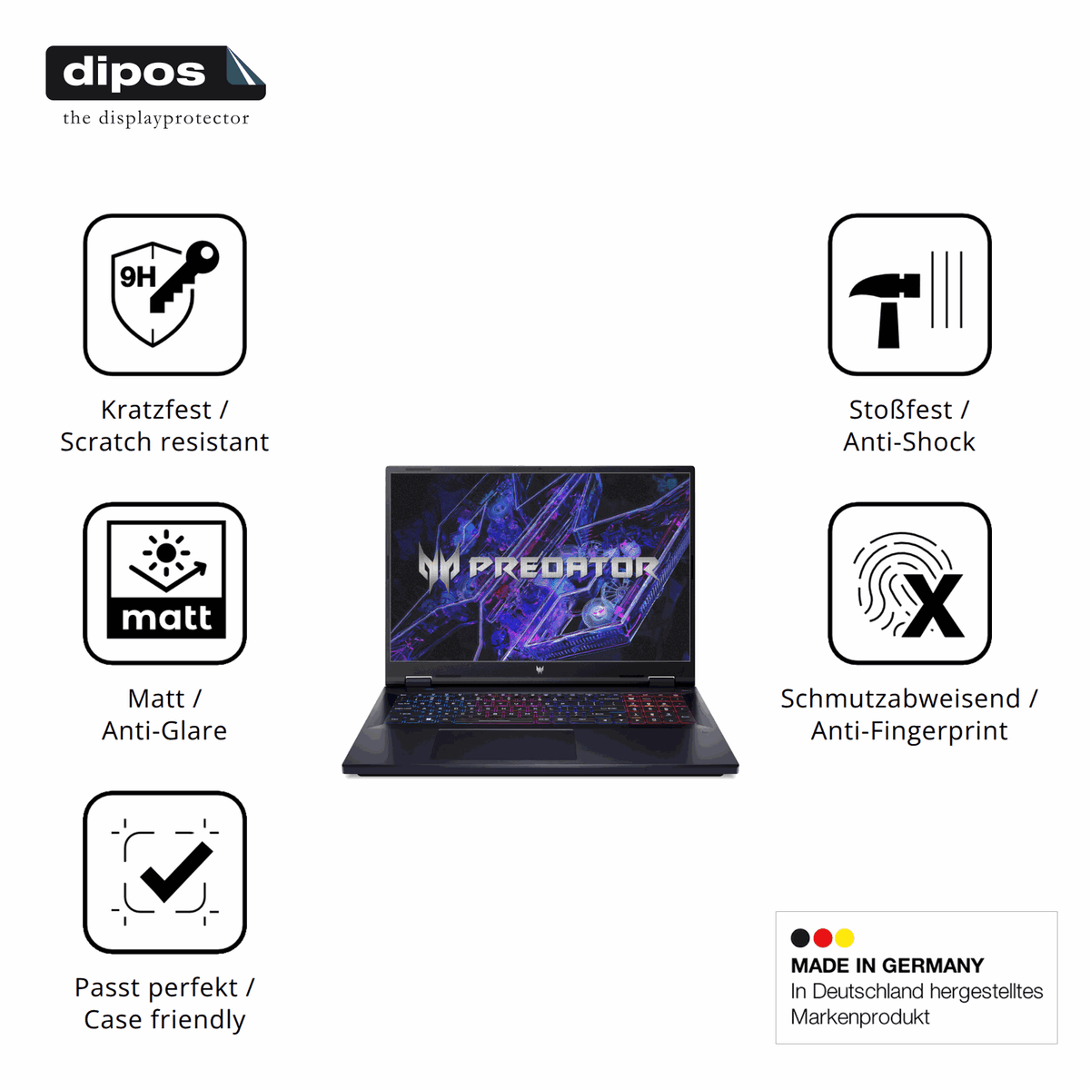 Displayschutz hergestellt in Deutschland, höchste Qualität made in Germany