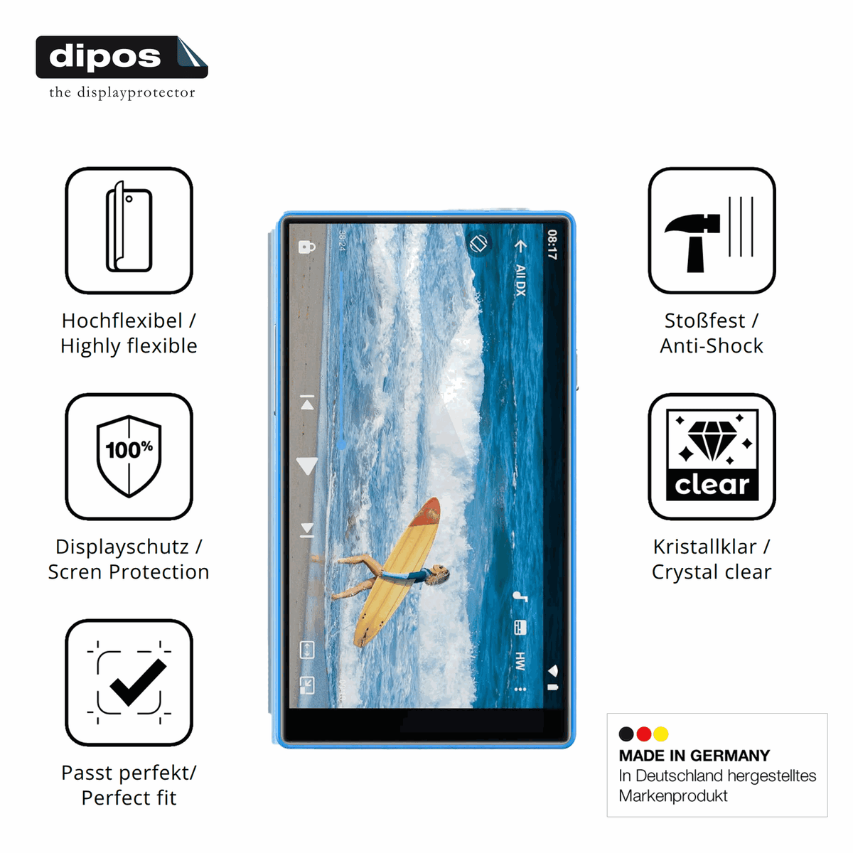 Displayschutz hergestellt in Deutschland, höchste Qualität made in Germany