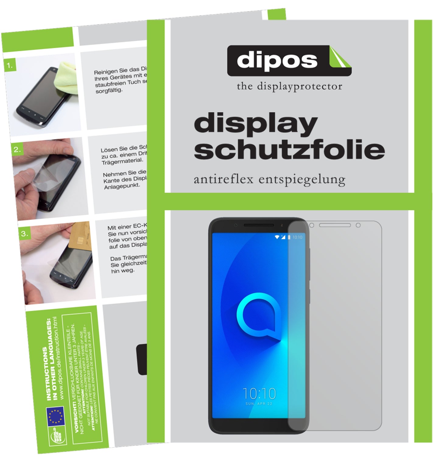 Mattes Panzerglas: Entspiegelte, dünne Folie, Fingerabdruckresistenz und Bildschirmschutz für Alcatel-3V