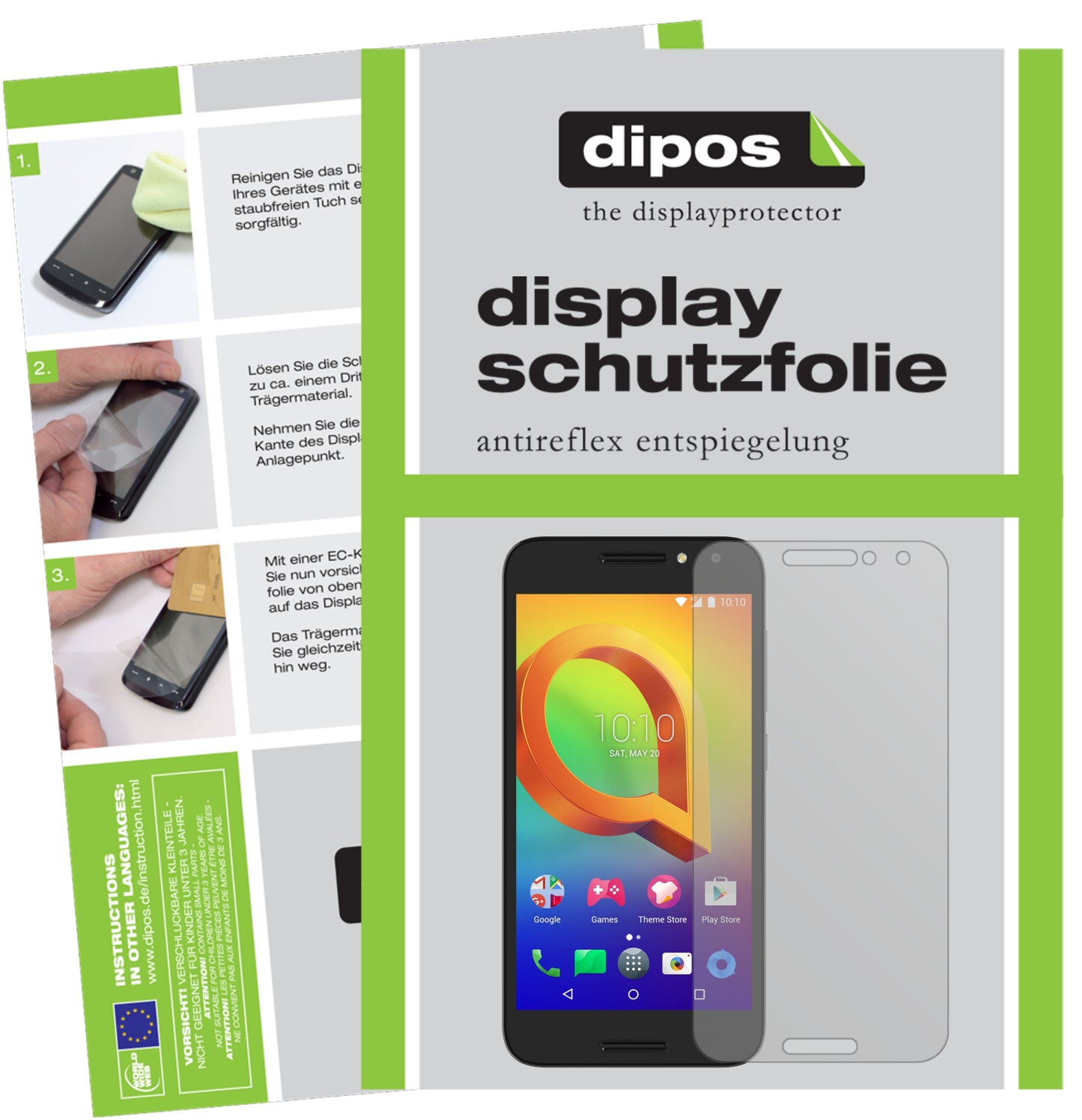 Mattes Panzerglas: Entspiegelte, dünne Folie, Fingerabdruckresistenz und Bildschirmschutz für Alcatel-A3