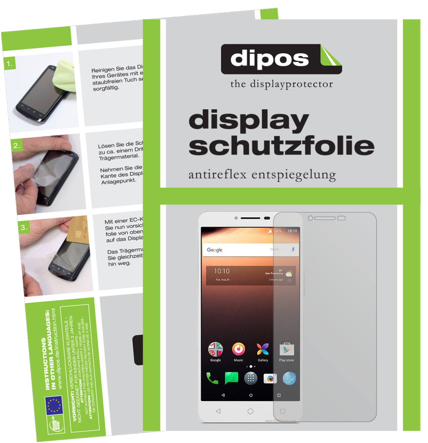 Mattes Panzerglas: Entspiegelte, dünne Folie, Fingerabdruckresistenz und Bildschirmschutz für Alcatel-A3 XL