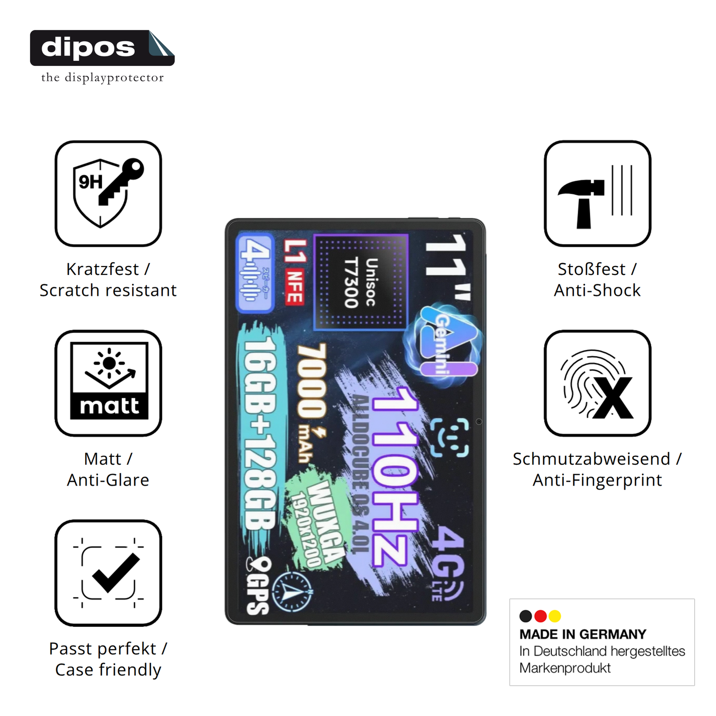 Displayschutz hergestellt in Deutschland, höchste Qualität made in Germany