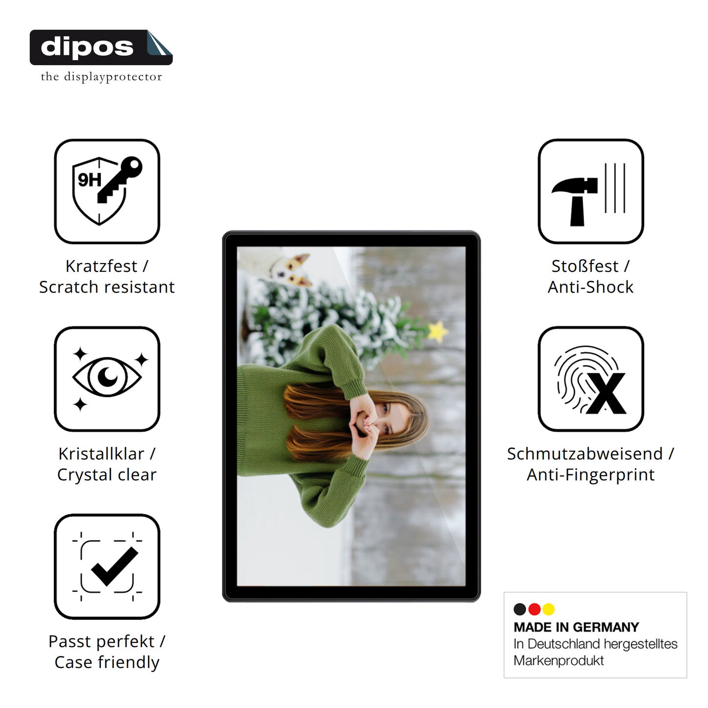 Displayschutz hergestellt in Deutschland, höchste Qualität made in Germany
