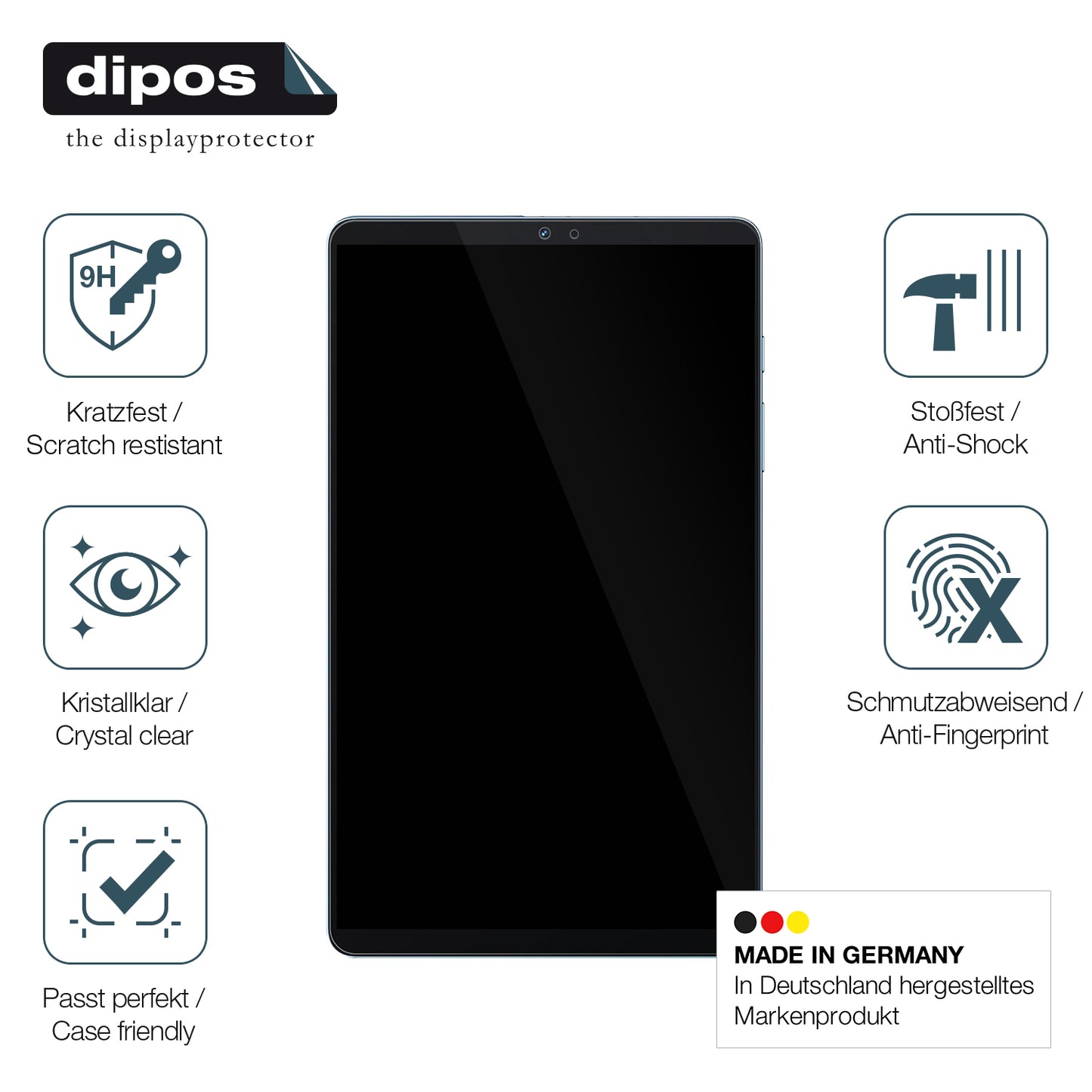Displayschutz hergestellt in Deutschland, höchste Qualität made in Germany
